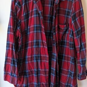 Old Navy Red Plaid Long Sleeve Tee